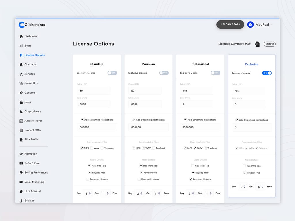 Licence options