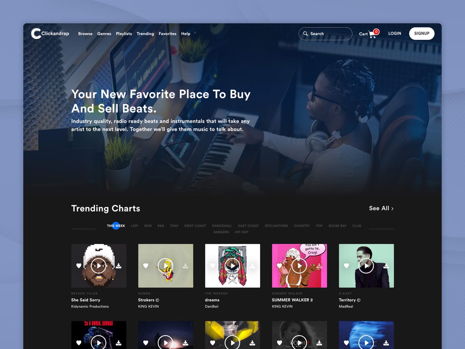 Clickandrap marketplace homepage