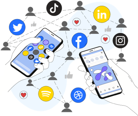 phones on social media apps